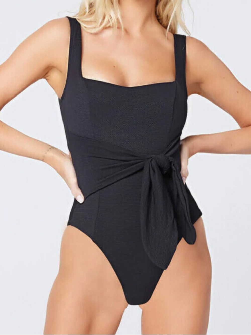 L*Space Sz S Swimsuit Balboa One-Piece Classic Black Tie waist Lspace Minimalist